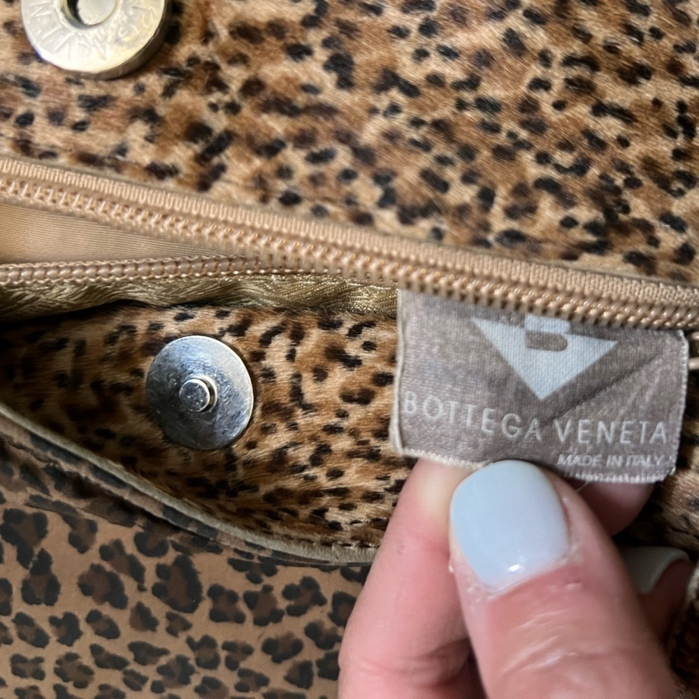 BOTTEGA VENETA VINTAGE Nylon and Faux Hair Leopard Mini Hobo - Picture 6 of 16